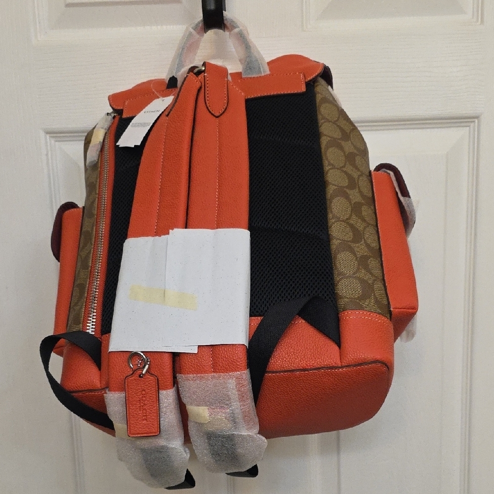 Coach Brown‎ and Orange Backpack with Signature Design - Picture 6 of 16